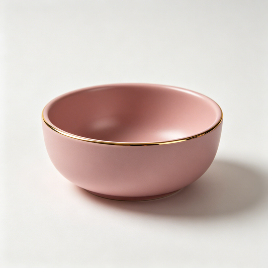 Gold Rim Pink Ceramic Bowl
