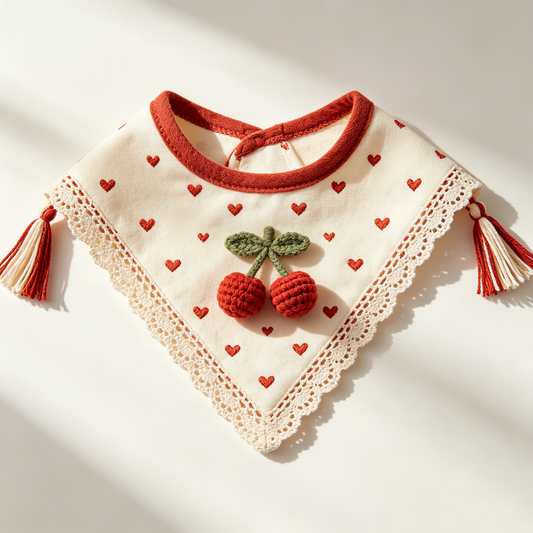 Red Cherry Heart Bandana Bib
