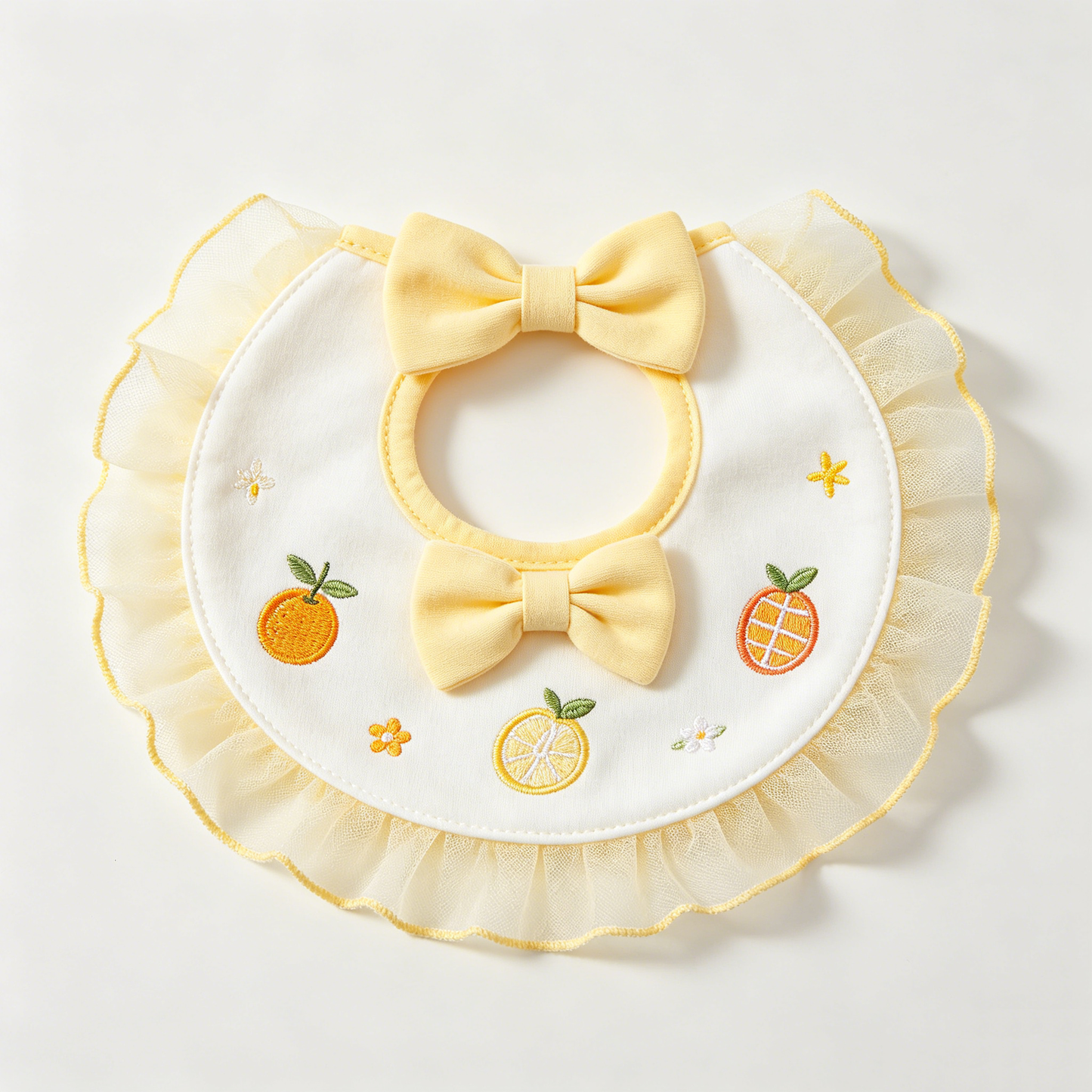 Yellow Citrus Bow Tulle Bib