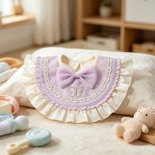Purple Butterfly Bow Bib