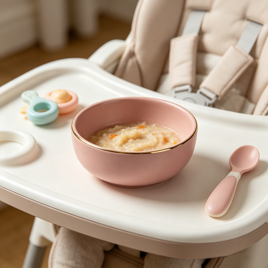 Gold Rim Pink Ceramic Bowl
