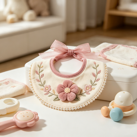 Pearl Floral Bow Bib