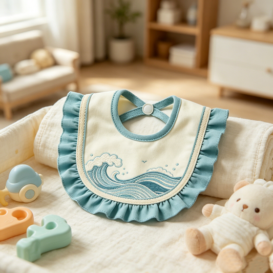 Blue Wave Ruffle Bib