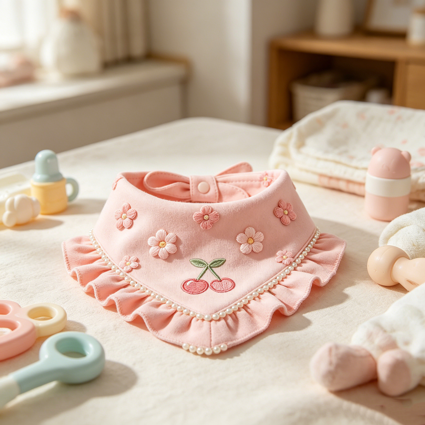 Pink Cherry Pearl Bib
