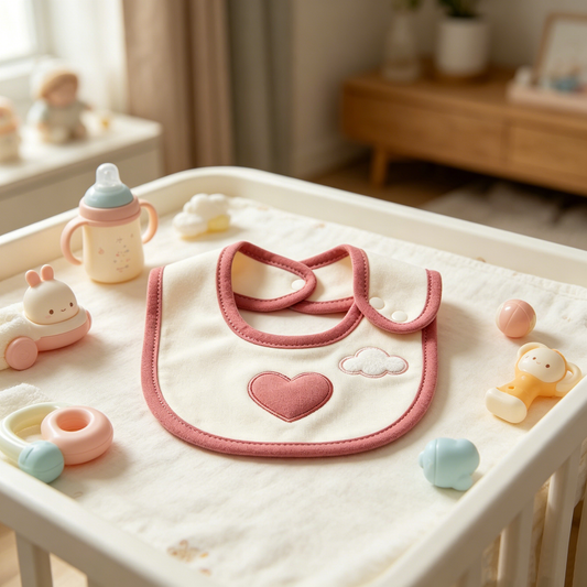 Pink Heart Cloud Binding Bib