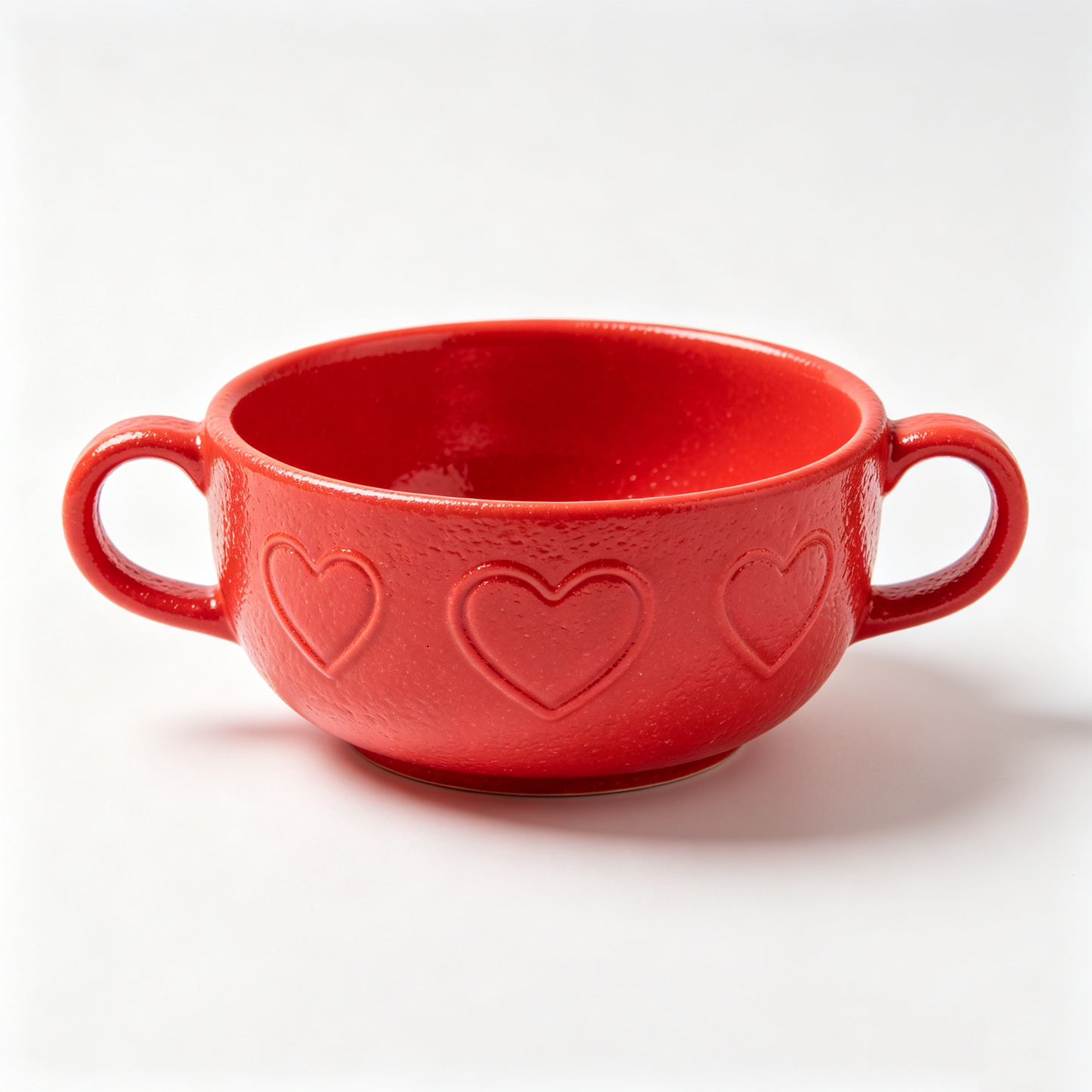 Emboss Heart Double Ear Soup Bowl