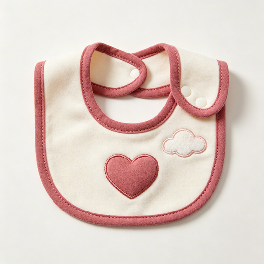 Pink Heart Cloud Binding Bib