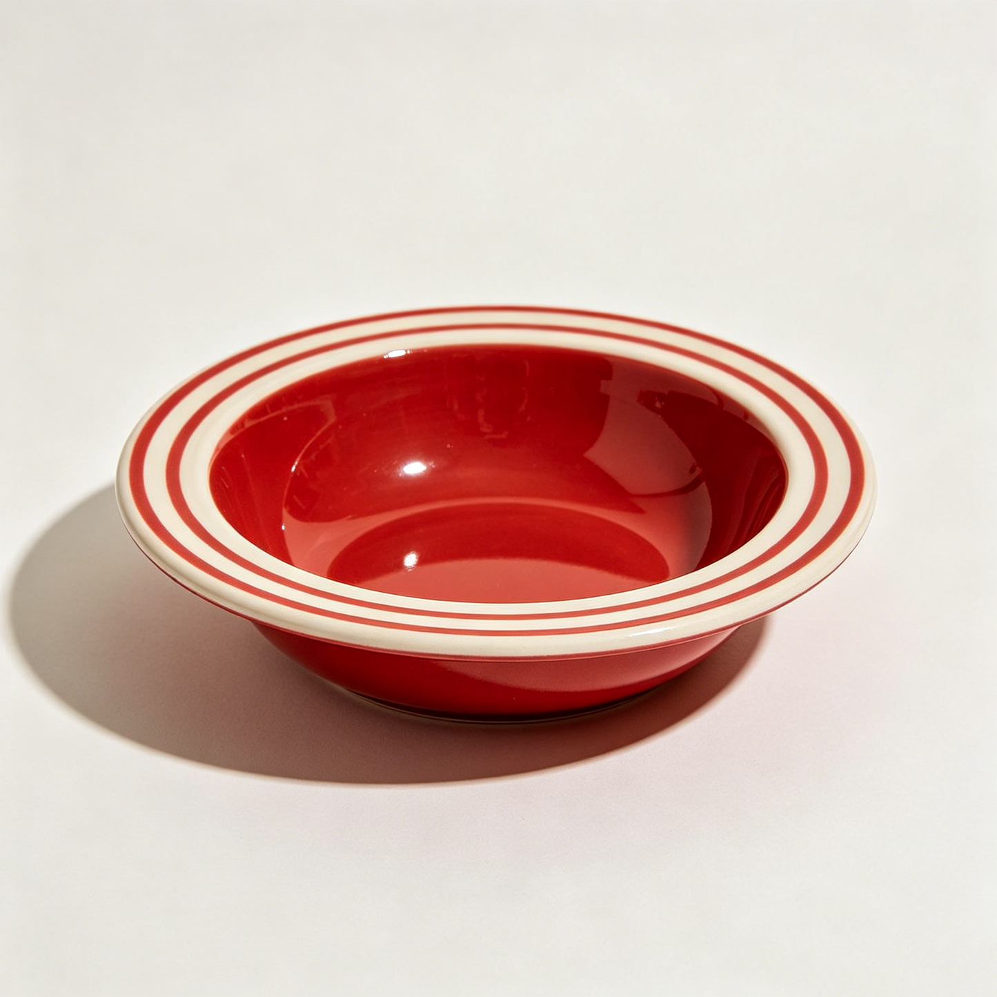 Red Striped Ceramic Bowl